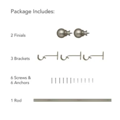 Cordelia 1" Window Drapery Single Curtain Rod With Globe Ball Finial - Elrene Home Fashions -Home Decoration Store GUEST 83574a1d c252 428e b2fc 17f7103012f1