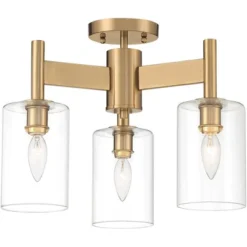Possini Euro Design Lantico Modern Ceiling Light Semi Flush Mount Fixture 17" Wide Gold 3-Light Clear Glass For Bedroom Kitchen Living Room Hallway -Home Decoration Store GUEST 864fffdc a387 4b41 9809 adca2d2ef6e4