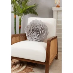 Flower Design Round Throw Pillow - Saro Lifestyle -Home Decoration Store GUEST 86702a14 96f7 4e3f 81a4 f20a24d67d08