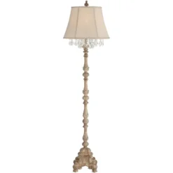 Barnes And Ivy Traditional Floor Lamp 63.5" Tall Distressed Candlestick Crystal Glass Beading Cream Bell Shade For Living Room Reading -Home Decoration Store GUEST 869d6efa 7ec7 42f4 85f9 50778471d0aa