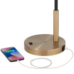 360 Lighting Colborne Modern Mid Century Desk Table Lamp 28" Tall Antique Brass Black With USB Charging Port LED For Bedroom Living Room Bedside Kids -Home Decoration Store GUEST 86a563e5 0152 41a0 be97 a09f9236d93f
