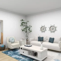 Wood Sail Boat Ship Wheel Wall Decor With Distressing Blue - Olivia & May 30 Wood Sail Boat Ship Wheel Wall Decor With Distressing Blue - Olivia & May -Home Decoration Store GUEST 87c30288 79ca 496b 8987 61068240f7b8