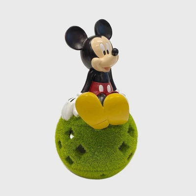 Disney 10" Stone Mickey Mouse Sitting On Flocked Ball Garden Statue 4 Disney 10" Stone Mickey Mouse Sitting On Flocked Ball Garden Statue - Image 2