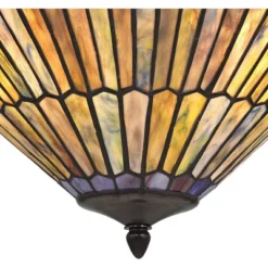 Robert Louis Tiffany Bronze Pendant Chandelier 20" Wide Rustic Peacock Stained Art Glass 3-Light Fixture For Dining Room House Kitchen Island Entryway -Home Decoration Store GUEST 89ba01da 353a 4ef0 937e 3721538ebacb