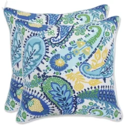 Amalia 2pc Outdoor/Indoor Throw Pillows Paisley Blue - Pillow Perfect -Home Decoration Store GUEST 8a8cbbab c121 4d00 816b 8cf4ff2aed37