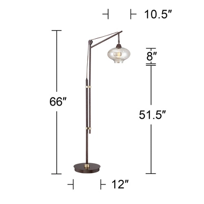 Franklin Iron Works Industrial Downbridge Floor Lamp 66" Tall Bronze Cognac Glass Dimmable LED Edison Bulb For Living Room Reading Office 7 Franklin Iron Works Industrial Downbridge Floor Lamp 66" Tall Bronze Cognac Glass Dimmable LED Edison Bulb For Living Room Reading Office - Image 5