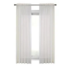 Habitat Cote D'Azure Sheer Rod Pocket Windows Or Outdoor Living Space Traditional Style Insulated Curtain Panel 56" X 95" Ivory