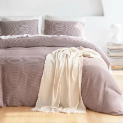 Multi 3 Piece Standard Cotton Textured Comforter Brick Duvet Cover Sets Ultra Soft Breathable With Button - The Pop Home -Home Decoration Store GUEST 8ff4ddc1 2467 462e a657 33d47462a231