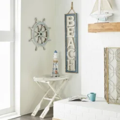 Wood Sail Boat Ship Wheel Wall Decor With Distressing Blue - Olivia & May 29 Wood Sail Boat Ship Wheel Wall Decor With Distressing Blue - Olivia & May -Home Decoration Store GUEST 90629f40 9c77 4716 96d0 384859b281cb