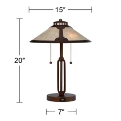 Franklin Iron Works Samuel Industrial Desk Lamp 20" High Rubbed Bronze With USB Charging Port Natural Mica Shade For Bedroom Living Room Bedside Desk -Home Decoration Store GUEST 927ea892 13f7 4263 9b9a 603311417e0c