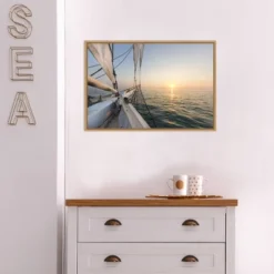 23" X 16" Sunset Cruise On The Western Union Schooner By Chuck Haney Danita Delimont Framed Canvas Wall Art - Amanti Art -Home Decoration Store GUEST 92dd1b64 636a 4d0d 9a92 7f592c46946e