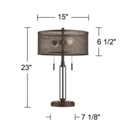 Franklin Iron Works Dayn Industrial Accent Table Lamps Set Of 2 23" High Bronze Metal LED Mesh Shade For Bedroom Living Room Bedside Nightstand Office -Home Decoration Store GUEST 93220b39 0afb 47f5 8735 5e825ce50ef6