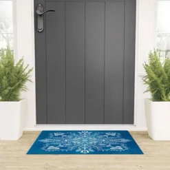 Sunshinecanteen Flores Cyan Welcome Mat - Society6