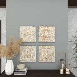 Metal Fleur De Lis Embossed Wall Decor Set Of 4 Brass - Olivia & May -Home Decoration Store GUEST 943dfa85 0a58 4e5e 8ad2 a15c2aea72ae