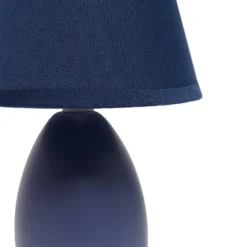 9.45" Petite Ceramic Oblong Bedside Table Desk Lamp With Matching Tapered Drum Shade Blue - Creekwood Home -Home Decoration Store GUEST 972ea1c1 5821 4c72 9505 08cf94321427