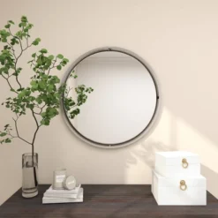 Contemporary Metal Wall Mirror Silver - Olivia & May -Home Decoration Store GUEST 9770fb53 93df 4ef8 8295 34b9268473f4