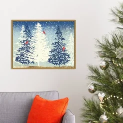 24" X 18" Snow Christmas Trees By PI Studio Framed Canvas Wall Art - Amanti Art -Home Decoration Store GUEST 981976f5 2c80 408c 8180 276d2a03f3e0