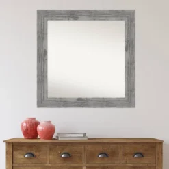 32" X 32" Non-Beveled Bridge Gray Wood Wall Mirror - Amanti Art -Home Decoration Store GUEST 984c489c a495 4db8 857a 1e0cedba8798