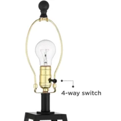 Franklin Iron Works Kacey Industrial Table Lamps 25 1/4" High Set Of 2 Dark Black With USB Charging Port LED Nightlight Peanut Shade For Bedroom Desk -Home Decoration Store GUEST 988e1efc d516 4ad1 be96 7cd3981831f0