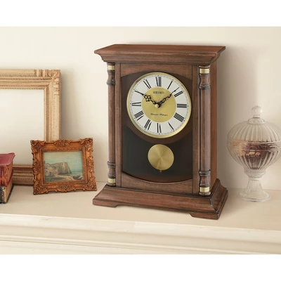 Seiko Baron Pendulum Chime Mantel Clock - Brown 5 Seiko Baron Pendulum Chime Mantel Clock - Brown - Image 3