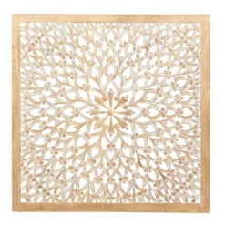 Wood Floral Handmade Intricately Carved Wall Decor With Mandala Design Light Brown - Olivia & May -Home Decoration Store GUEST 9ab2a482 b3e1 4748 8010 088e48fe123e