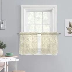 Habitat Limoges Sheer Rod Pocket Curtain Tiers For Any Room Floral Lace Design Pair Ivory -Home Decoration Store GUEST 9bab1a9d bb25 484d 831b 98954fb74dfa