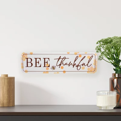 Northlight 20" White And Brown "BEE Thankful" Metal Sign With Honeycombs Wall Decor 3 Northlight 20" White And Brown "BEE Thankful" Metal Sign With Honeycombs Wall Decor