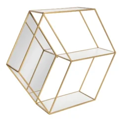 26" X 7" X 23" Lintz Hexagon Shelves With Mirror - Kate & Laurel All Things Decor -Home Decoration Store GUEST 9d1a9402 f89c 4881 be37 55c65559b34e