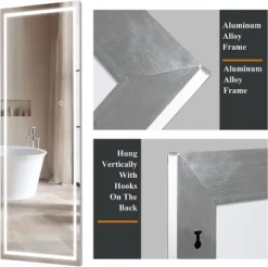 Abilene Full Length Mirror With LED Lights, 63" LED Free Standing Mirror Wall Mirror With Dimming & 3 Color Modes -The Pop Home -Home Decoration Store GUEST 9ff92c05 dd41 4c6b 837a 18e19c995952