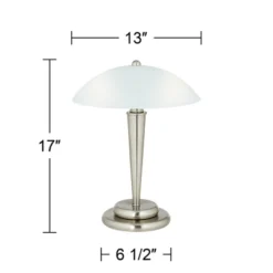 360 Lighting Deco Modern Accent Table Lamps 17" High Set Of 2 Brushed Steel Touch On Off White Glass Dome Shade For Bedroom Bedside Nightstand Office -Home Decoration Store GUEST a14d70b2 4bc8 4819 97eb c87ec392f7f2