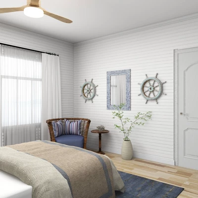 Wood Sail Boat Ship Wheel Wall Decor With Distressing Blue - Olivia & May 13 Wood Sail Boat Ship Wheel Wall Decor With Distressing Blue - Olivia & May - Image 11