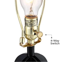 360 Lighting Marcel Industrial Table Lamps 24 1/4" High Set Of 2 Black With USB Charging Port And Nightlight LED Cream Shade For Bedroom Bedside Desk -Home Decoration Store GUEST a2307e8f 3faf 448c a0fd 7ffba43a7510