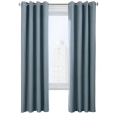Thermaplus Ventura Blackout Grommet Curtain Panel Pair Frame Your Windows With Subtle Slub Textured Motif Blue