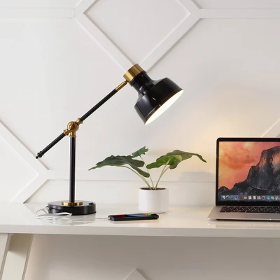 18.5" Allegra Farmhouse Adjustable Cantilever Task Lamp With USB Charging Port (Includes LED Light Bulb) - JONATHAN Y 4 18.5" Allegra Farmhouse Adjustable Cantilever Task Lamp With USB Charging Port (Includes LED Light Bulb) - JONATHAN Y - Image 2