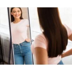 Hamilton Hills 18" X 58" Black Brushed Stainless Steel Rectangular Mirror