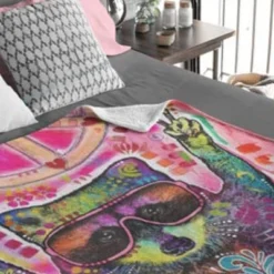 Dawhud Direct 50" X 60" Colorful Dean Russo Raccoon Fleece Throw Blanket For Women, Men And Kids