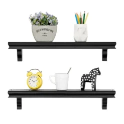 24" Set Of 2 Floating Wall Decor Display Ledge Shelves Black - Danya B. -Home Decoration Store GUEST a79f76e6 9a88 4799 baaa 9f260922167f