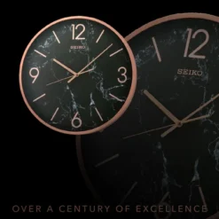Seiko 16" Noir Wall Clock, Black & Rose Gold