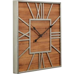 River Parks Studio Caser Silver Metal And Brown Wood 23 1/2" Square Wall Clock -Home Decoration Store GUEST a862b2bc b1ca 4402 9154 6999d04ed8dd