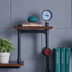 44.5" X 27.6" Tiered Horizontal Industrial Pipe Wall Shelf Brown/Black - Danya B. -Home Decoration Store GUEST ab69302d a517 4689 a040 c5560a812c09