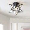 12" Metal/Glass Stella Moravian Star Flush Mount (Includes Energy Efficient Light Bulb) Black - JONATHAN Y -Home Decoration Store GUEST ab6f326b d312 4d3a ab8b 9be83283682c