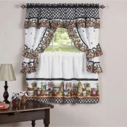 GoodGram Mason Jars Cottage Style Kitchen Curtain Swag & Tiers Set