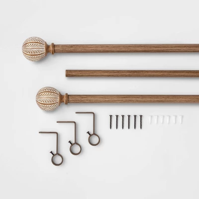 Carved Light Woodtone Ball Curtain Rod Natural - Opalhouse™ 2 Carved Light Woodtone Ball Curtain Rod Natural - Opalhouse™