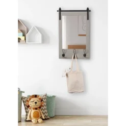 18" X 28" Cates Functional Wall Mirror Gray - Kate & Laurel All Things Decor -Home Decoration Store GUEST addc3450 1ff4 450e 9151 7039b4db3f45