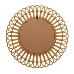 Bamboo Handmade Weaved Frame Wall Mirror With Beaded Accent Brown - Olivia & May