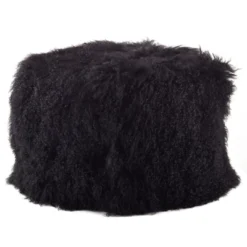 Saro Lifestyle Real Mongolian 100% Wool Lamb Fur Pouf Ottoman Square -Home Decoration Store GUEST b2a0717d ea21 4744 89b1 fcfe53606631