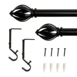Decorative Drapery Single Rod Set With Acron Cage Finials Oil Rubbed Bronze - Lumi Home Furnishings -Home Decoration Store GUEST b2c80ef7 24c0 4143 b984 3ceca9f1d229