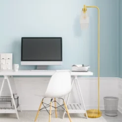 63" Kyra Pillar Shade Floor Lamp Gold - River Of Goods -Home Decoration Store GUEST b38c0d7c 4986 458c a60c 6702eeb2e089