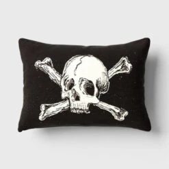 Oversize Skull And Crossbones Woven Cotton Lumbar Halloween Throw Pillow Black - Threshold™ -Home Decoration Store GUEST b45186ba 7db4 4537 829f d4aedfe091ea