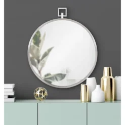 24" X 28" Tabb Round Framed Decorative Wall Mirror Silver - Kate & Laurel All Things Decor -Home Decoration Store GUEST b4e0d4c3 6f73 4542 85e7 75c71c1077b4